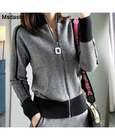 sweater+pants women clothing set casual body suits cardigan pants outfits spring plaid two pieces set woman knitted tracksuit...