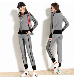 sweater+pants women clothing set casual body suits cardigan pants outfits spring plaid two pieces set woman knitted tracksuit...