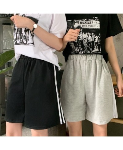 Five Points Sport Women Shorts 2023 Summer Loose Wide High Waist Shorts biker Casual Black Gray Striped Short Pants Oversized...