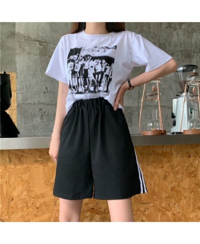 Five Points Sport Women Shorts 2023 Summer Loose Wide High Waist Shorts biker Casual Black Gray Striped Short Pants Oversized...