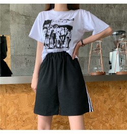 Five Points Sport Women Shorts 2023 Summer Loose Wide High Waist Shorts biker Casual Black Gray Striped Short Pants Oversized...