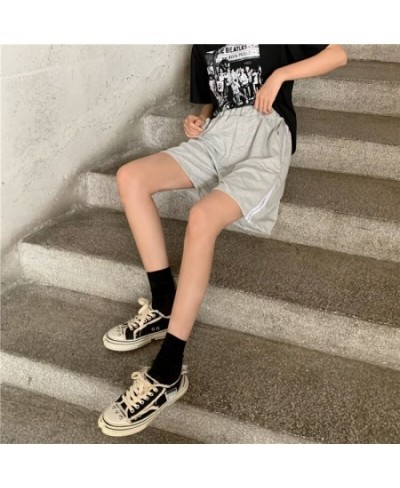 Five Points Sport Women Shorts 2023 Summer Loose Wide High Waist Shorts biker Casual Black Gray Striped Short Pants Oversized...