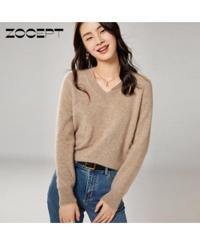 Autumn Winter 100% Merino Wool Women V-Neck Sweater Warm Soft Knitted Pullovers Femme Jumper Female Long Sleeve Sweaters $64....