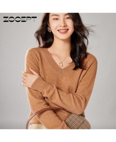 Autumn Winter 100% Merino Wool Women V-Neck Sweater Warm Soft Knitted Pullovers Femme Jumper Female Long Sleeve Sweaters $64....