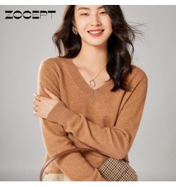 Autumn Winter 100% Merino Wool Women V-Neck Sweater Warm Soft Knitted Pullovers Femme Jumper Female Long Sleeve Sweaters $64....