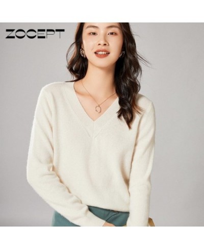 Autumn Winter 100% Merino Wool Women V-Neck Sweater Warm Soft Knitted Pullovers Femme Jumper Female Long Sleeve Sweaters $64....