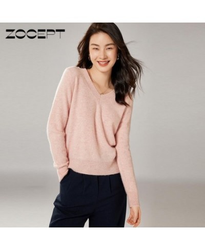 Autumn Winter 100% Merino Wool Women V-Neck Sweater Warm Soft Knitted Pullovers Femme Jumper Female Long Sleeve Sweaters $64....