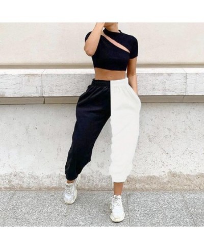 Women Casual Color Block Ankle Tied High Waist Pockets Harem Pants Long Trousers perfect gifts for women $30.92 - Pants & Capris