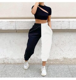 Women Casual Color Block Ankle Tied High Waist Pockets Harem Pants Long Trousers perfect gifts for women $30.92 - Pants & Capris