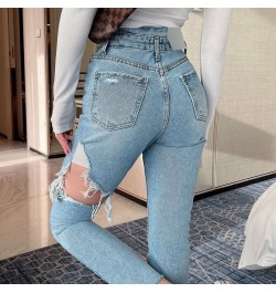 Vintage Jeans for Women Streetwear Hole 2023 Summer High Waisted Harm Pants Ladies Spring Hole Y2k Bottoms Mom Spring $49.25 ...