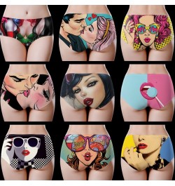 Graffiti Anime pattern Ice Silk Women's Tight Lingerie Seamless Panties Ultra-thin Panties Underwear Sexy Medium Waist Briefs...