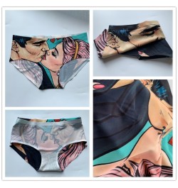 Graffiti Anime pattern Ice Silk Women's Tight Lingerie Seamless Panties Ultra-thin Panties Underwear Sexy Medium Waist Briefs...