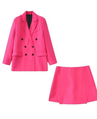 Women's Blazer Suit Skirt Office Ladies Blazer Jacket Suit Long Sleeve Coat Summer Outwear Woman Double Breasted Two Piece Se...