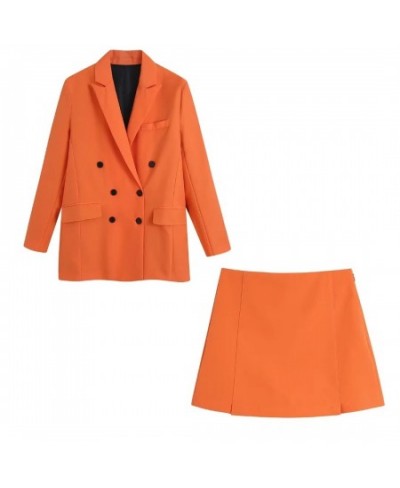 Women's Blazer Suit Skirt Office Ladies Blazer Jacket Suit Long Sleeve Coat Summer Outwear Woman Double Breasted Two Piece Se...