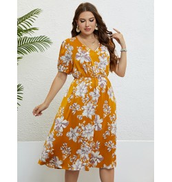 Women Boho Floral Print V Neck Lantern Short Sleeve Plus Size Long Dress Summer Female Fashion Beach Fat Girl Maxi Party $42....