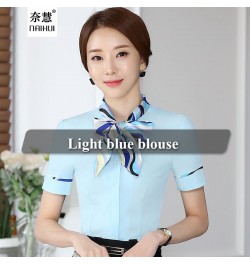 Women Bow Tie Blouse Fashion Spring short Sleeve blusa Tops Chinese Style Female Office ruffle Shirts Elegant Design Work Wea...