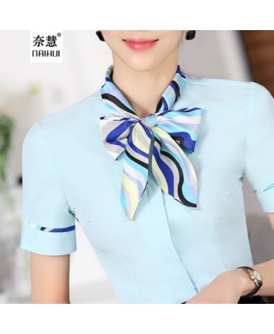 Women Bow Tie Blouse Fashion Spring short Sleeve blusa Tops Chinese Style Female Office ruffle Shirts Elegant Design Work Wea...