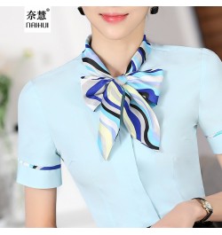 Women Bow Tie Blouse Fashion Spring short Sleeve blusa Tops Chinese Style Female Office ruffle Shirts Elegant Design Work Wea...