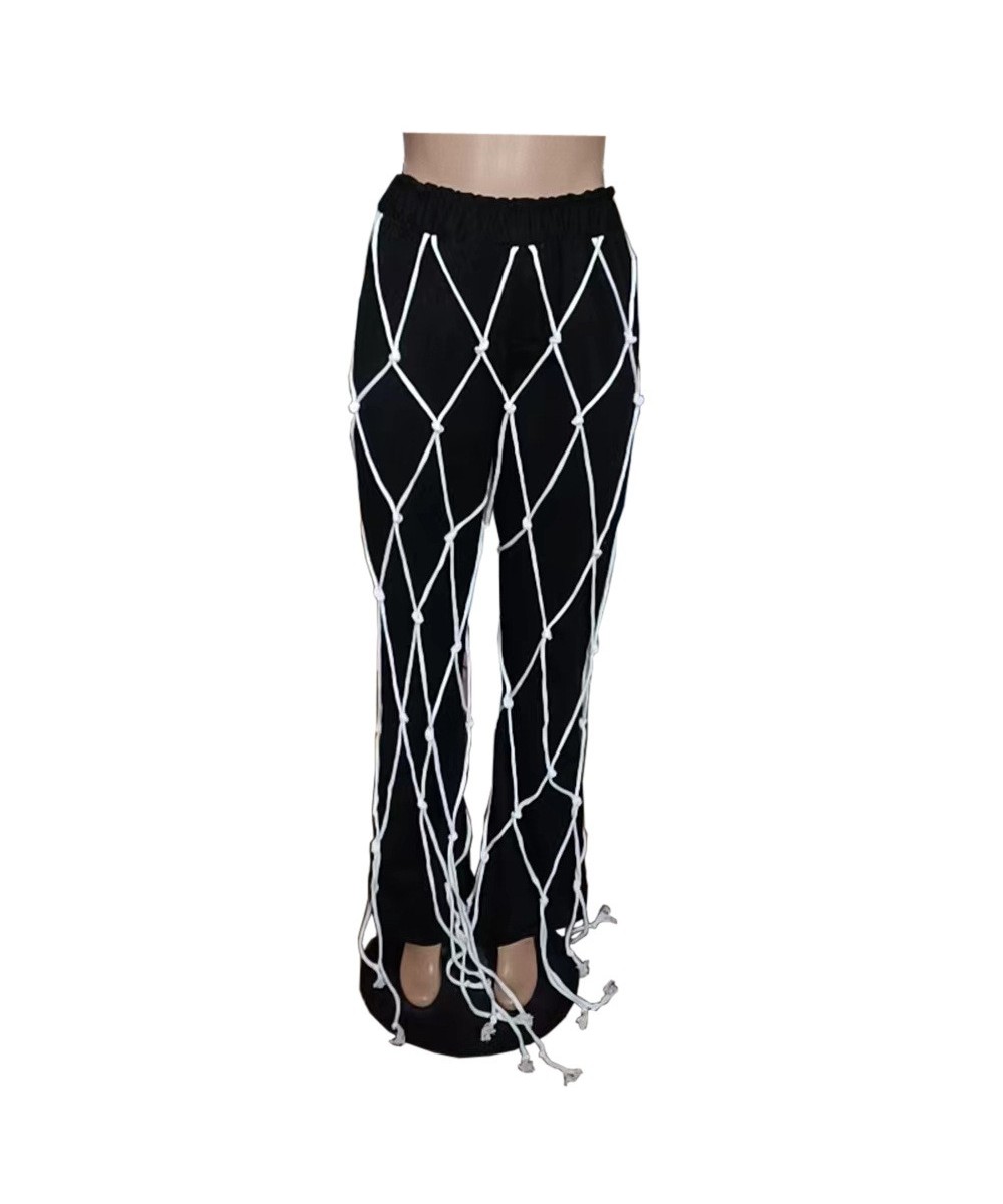 Fashion Women Pants Bandage Cross Flare Pants Streetwear Cargo Summer 2023 Clothes For Women Outfit $64.91 - Pants & Capris