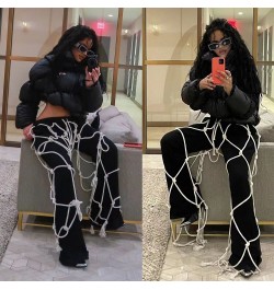 Fashion Women Pants Bandage Cross Flare Pants Streetwear Cargo Summer 2023 Clothes For Women Outfit $64.91 - Pants & Capris