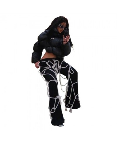 Fashion Women Pants Bandage Cross Flare Pants Streetwear Cargo Summer 2023 Clothes For Women Outfit $64.91 - Pants & Capris