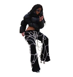 Fashion Women Pants Bandage Cross Flare Pants Streetwear Cargo Summer 2023 Clothes For Women Outfit $64.91 - Pants & Capris