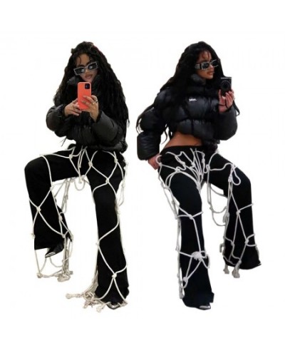 Fashion Women Pants Bandage Cross Flare Pants Streetwear Cargo Summer 2023 Clothes For Women Outfit $64.91 - Pants & Capris