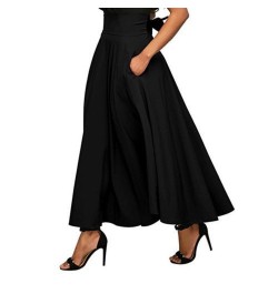 Fashion Women's Ladies Solid Color Bandage Pleated Cocktail Party High Waist Summer A Line Skirts With Pocket $29.96 - Skirts