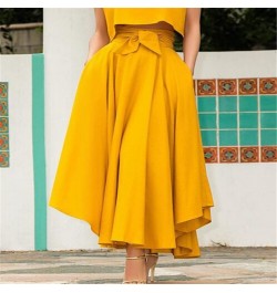 Fashion Women's Ladies Solid Color Bandage Pleated Cocktail Party High Waist Summer A Line Skirts With Pocket $29.96 - Skirts