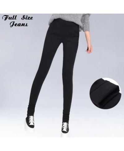 Sexy Tall 90'S Girl Stretchy Skinny Black Jeans Fleece Mom Winter High Elastic Waist Slim Warm Velvet Extra Long Pencil Pants...