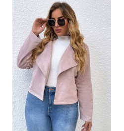 Women Spring 2023 Plus Size Jacket Pink Brown Slim Jacket Coat Vintage Turn-down Collar Oversized Outwear Office Ladies $39.3...