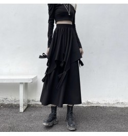 Women Skirt Asymmetry Patchwork Black Long Skirts For Women Irregular Casual High Waist Skirt For Women 2023 New Fashion $56....