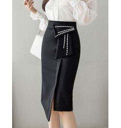 2023 Spring Summer Irregular Skirts Women Elegant Beading Patchwork High Waist Casual Skirt Office Lady Wrap Hip Midi Skirts ...