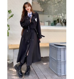 Women's Black Windbreaker Coat Mid-length Female Latest Elegant Spring Autumn Trench Coat Office Lady Preppy JK Long Coat Wom...