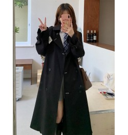 Women's Black Windbreaker Coat Mid-length Female Latest Elegant Spring Autumn Trench Coat Office Lady Preppy JK Long Coat Wom...