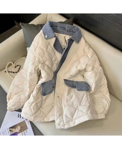 Winter Clothes Women Jacket Fake Two Denim Coat Korean Chic Patchwork Loose Oversized Parka Thin Street Clothe wore $62.92 - ...