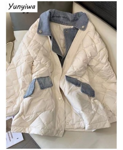 Winter Clothes Women Jacket Fake Two Denim Coat Korean Chic Patchwork Loose Oversized Parka Thin Street Clothe wore $62.92 - ...