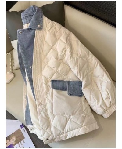 Winter Clothes Women Jacket Fake Two Denim Coat Korean Chic Patchwork Loose Oversized Parka Thin Street Clothe wore $62.92 - ...