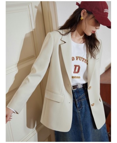 Women Spring Blazer Simple Beige Casual Jackets Office Lady Loose Women Blazers Coat Female Solid Suit 2023 New Coats $108.35...