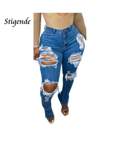 Stigende Women Sexy Ripped Denim Pencil Pants Hollow Out Split Leg Jeans Slim Pocket Shredded Jeans Streetwear Vaqueros Mujer...