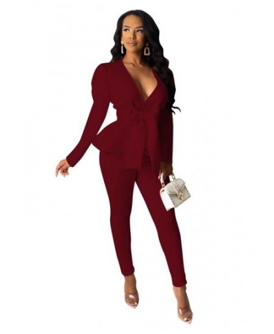 Women Winter Women's Set Tracksuit Full Sleeve Ruffles Bow Blazers Pants Suit Two Piece Set Office Lady Business Uniform $44....