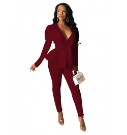 Women Winter Women's Set Tracksuit Full Sleeve Ruffles Bow Blazers Pants Suit Two Piece Set Office Lady Business Uniform $44....