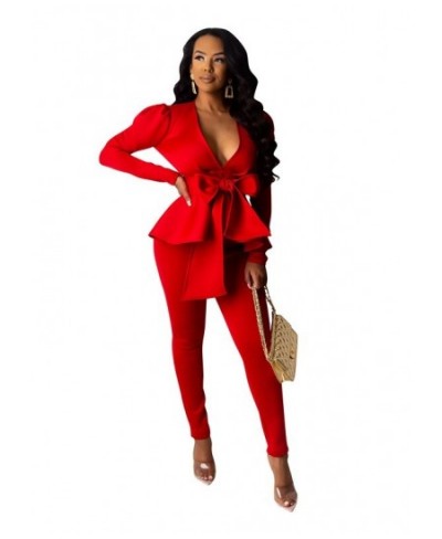 Women Winter Women's Set Tracksuit Full Sleeve Ruffles Bow Blazers Pants Suit Two Piece Set Office Lady Business Uniform $44....