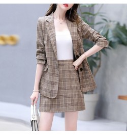 New Retro Plaid Blazer Set Single-breasted Jacket & Pencil Skirt 2 Pieces Skirt Suit Female Office Ladies Blazer Suit $99.30 ...