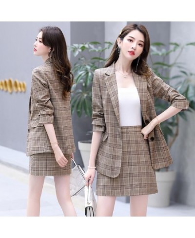 New Retro Plaid Blazer Set Single-breasted Jacket & Pencil Skirt 2 Pieces Skirt Suit Female Office Ladies Blazer Suit $99.30 ...