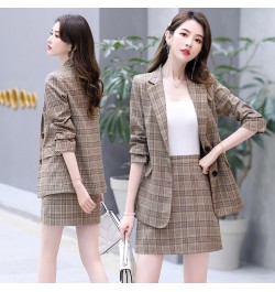 New Retro Plaid Blazer Set Single-breasted Jacket & Pencil Skirt 2 Pieces Skirt Suit Female Office Ladies Blazer Suit $99.30 ...