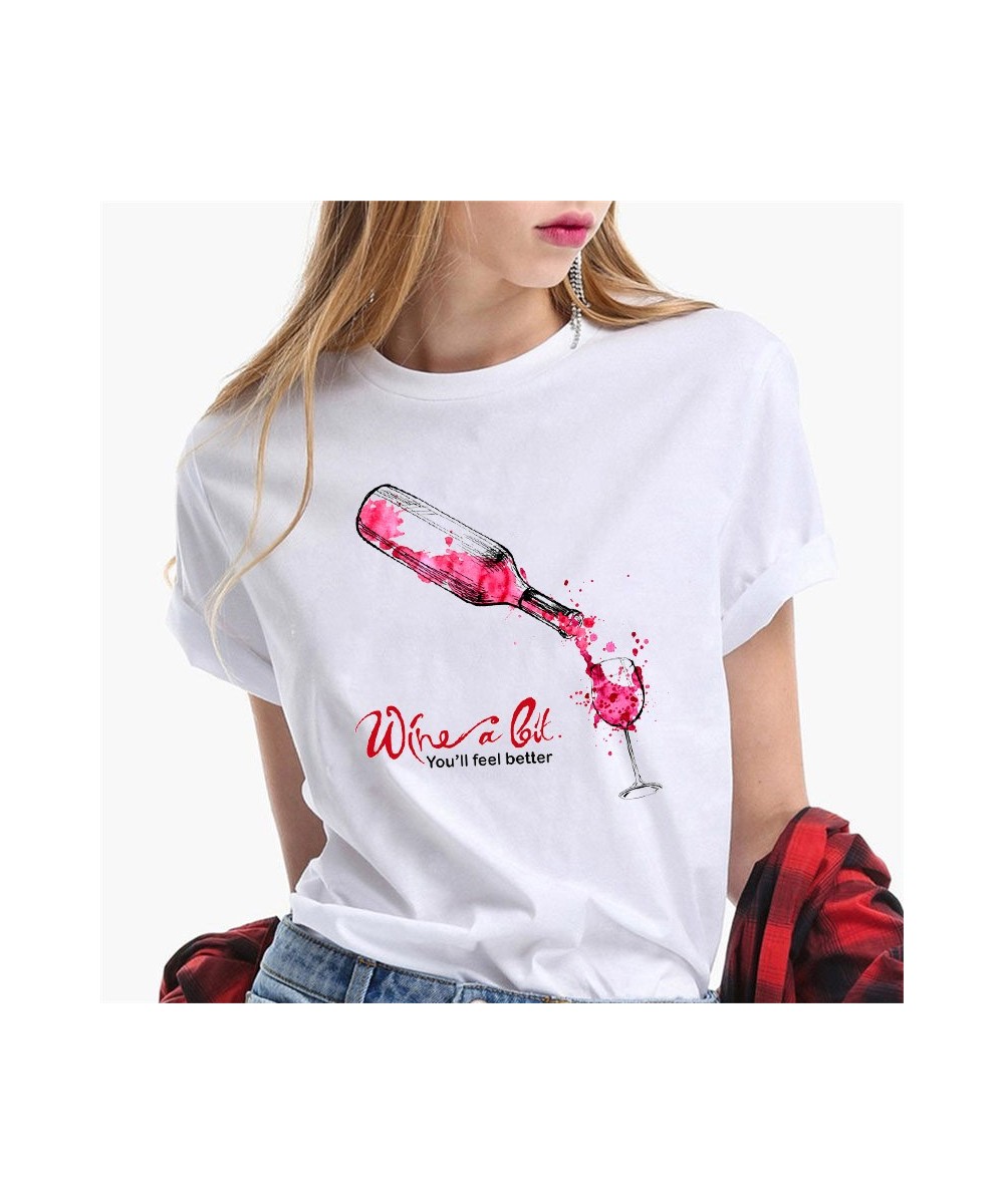 2023 Fashion Summer Tshirt Women's Street Style Women's T-shirt Wine Cup Pattern T-shirt Ladies Short Sleeve Over Size 3XL $1...