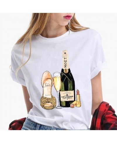 2023 Fashion Summer Tshirt Women's Street Style Women's T-shirt Wine Cup Pattern T-shirt Ladies Short Sleeve Over Size 3XL $1...