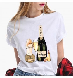 2023 Fashion Summer Tshirt Women's Street Style Women's T-shirt Wine Cup Pattern T-shirt Ladies Short Sleeve Over Size 3XL $1...