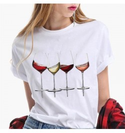 2023 Fashion Summer Tshirt Women's Street Style Women's T-shirt Wine Cup Pattern T-shirt Ladies Short Sleeve Over Size 3XL $1...